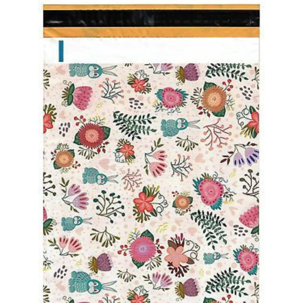 6x9 Floral and Bunnies Print Polymailers 100 pcs Pink, Blue, Green